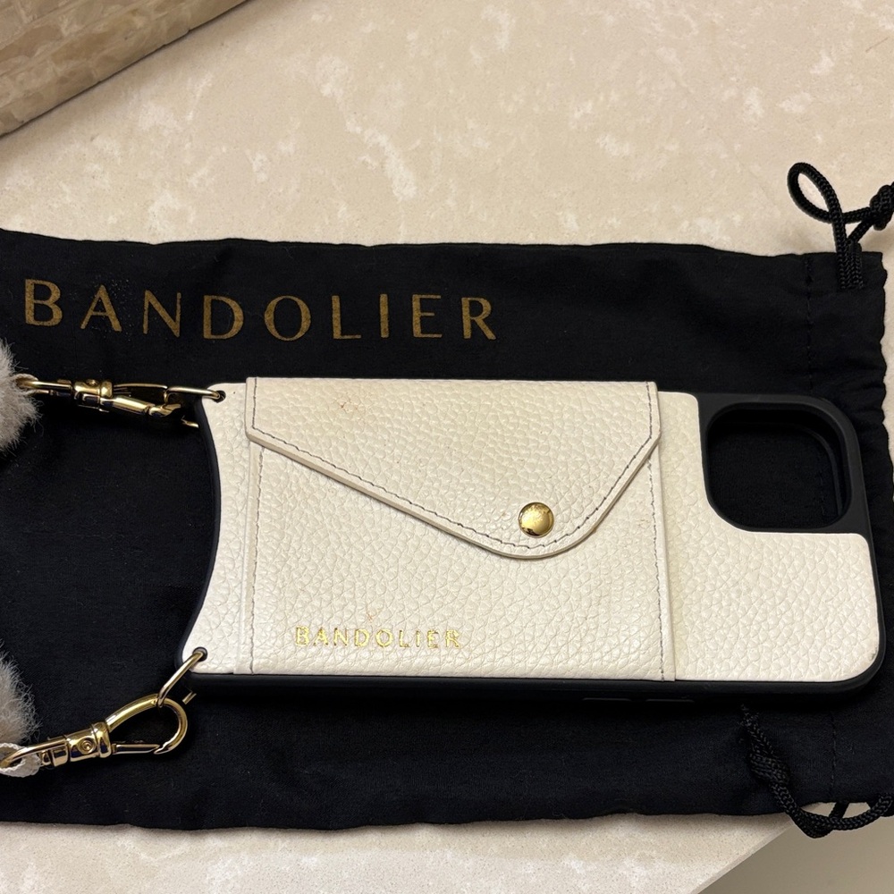 Bandolier Ivory Phone Case with Gold Accents